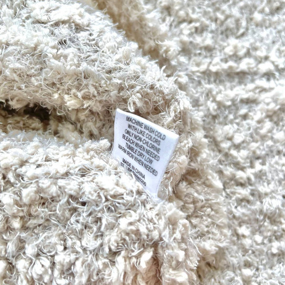 Chelsea & Violet Girls' Boucle Funnel Neck Crop Sweater | Oatmeal XL - Picture 4 of 7